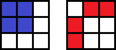 Two examples of four points with no lines