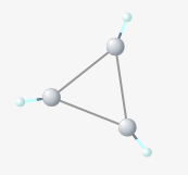 The carbon-carbon bonds of cyclopropane are bent to about 50 degrees, straining the molecule.