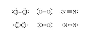 Lewis dot single, double, and triple bonds