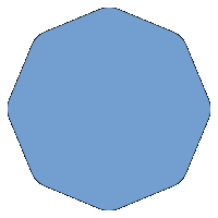 The smoothed octagon is formed by replacing each corner with part of a hyperbola