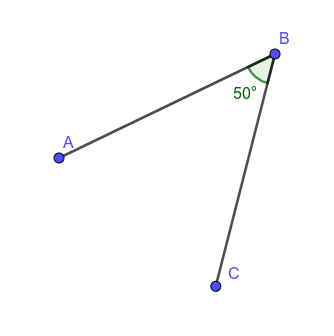 \(\measuredangle ABC= 50^\circ, \measuredangle CBA= -50^\circ\)