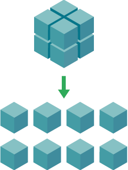 Construction of a 2x2x2 cube from eight unit cubes