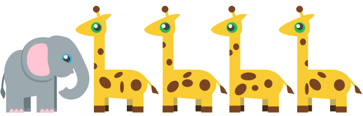 1:4 ratio of elephants to giraffes.